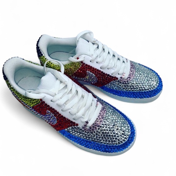 Nike Court Vision Low Tops All Sizes Multicoloured Classic Mix Luxe Crystals - Picture 6 of 11
